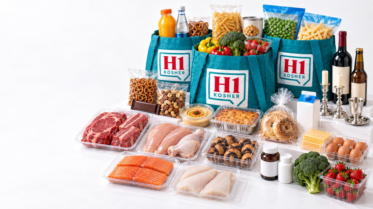 Kosher groceries from every category: meat, produce, dairy, bakery, pantry and more