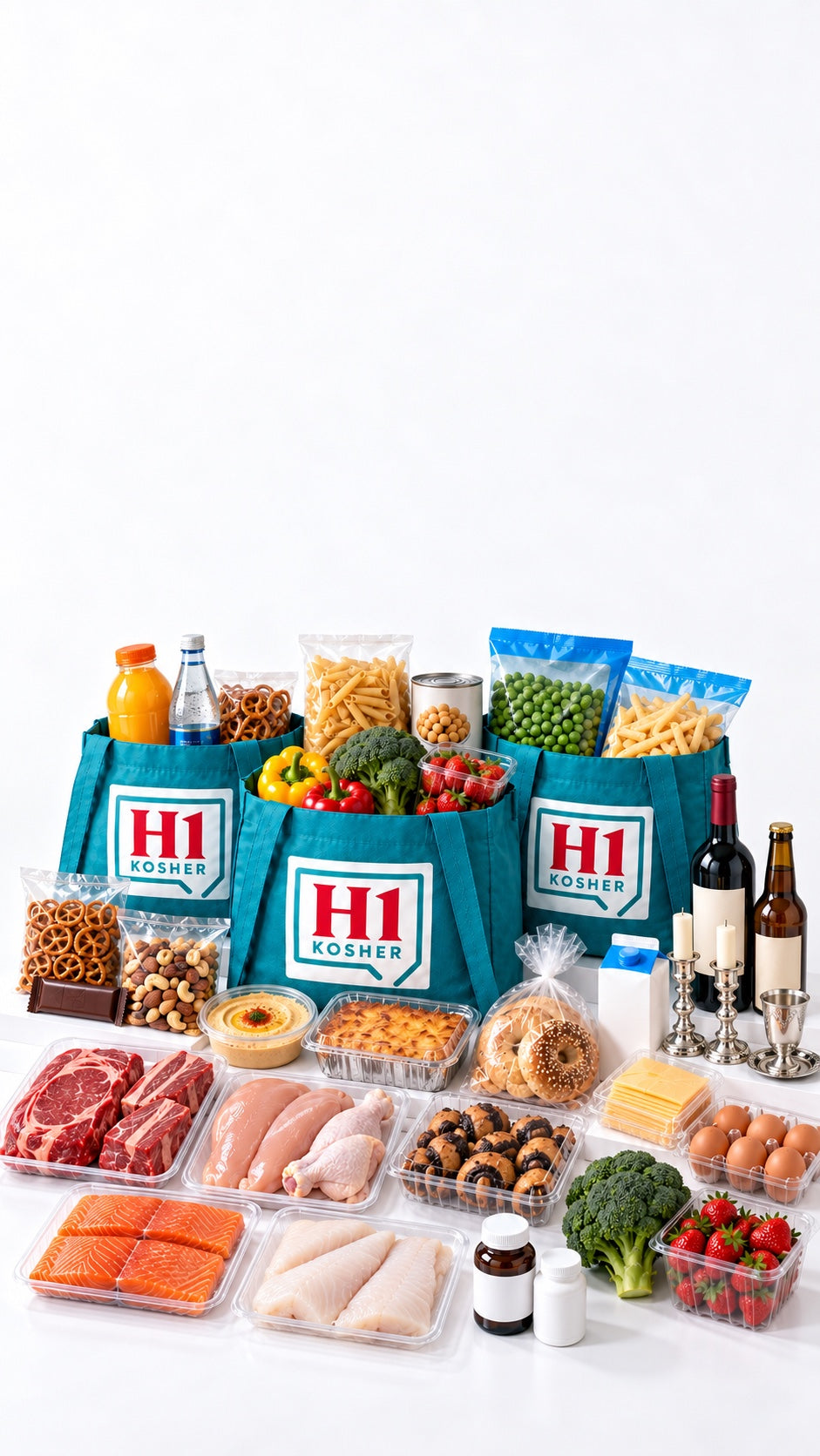 Kosher groceries from every category: meat, produce, dairy, bakery, pantry and more