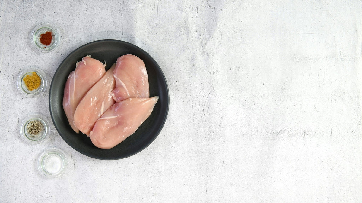 Raw chicken breast cutlets (sample photo)